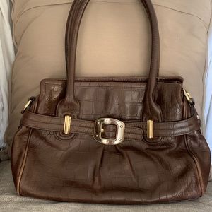 B Makowsky brown leather handbag.
